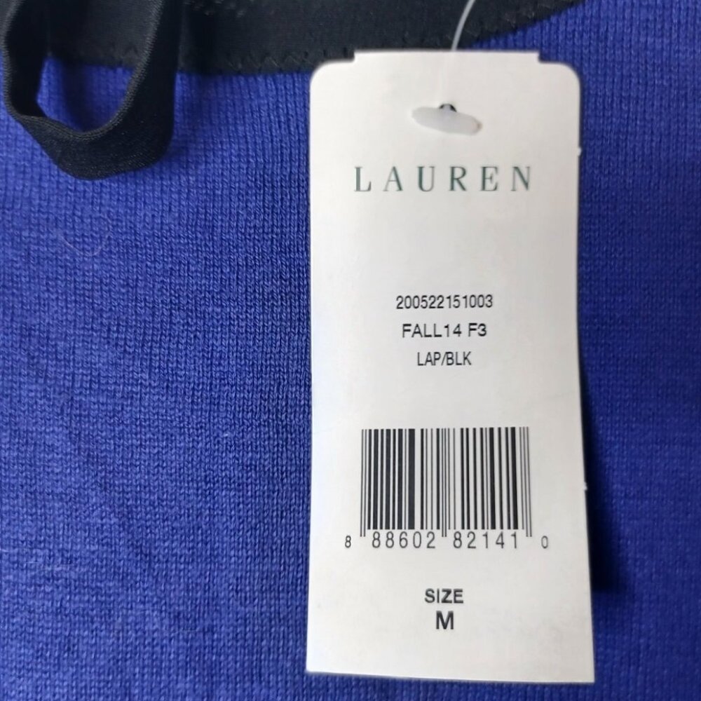 Lauren Ralph Lauren Women's Contrast-Trim Pullover Sweater Long Sleeve Medium - Picture 4 of 6